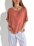 Blusa Italiana Desflecada, color Terracota