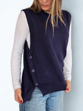 Sweater sin mangas Botones, color Azul Marino