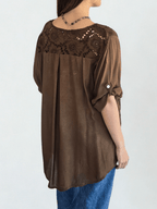 Blusa Italiana Macramé, color Chocolate