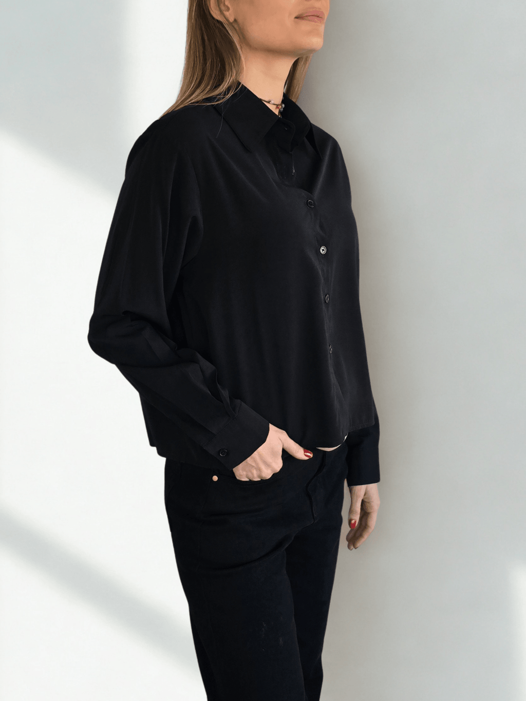 Blusa Básica Corta, color Negro