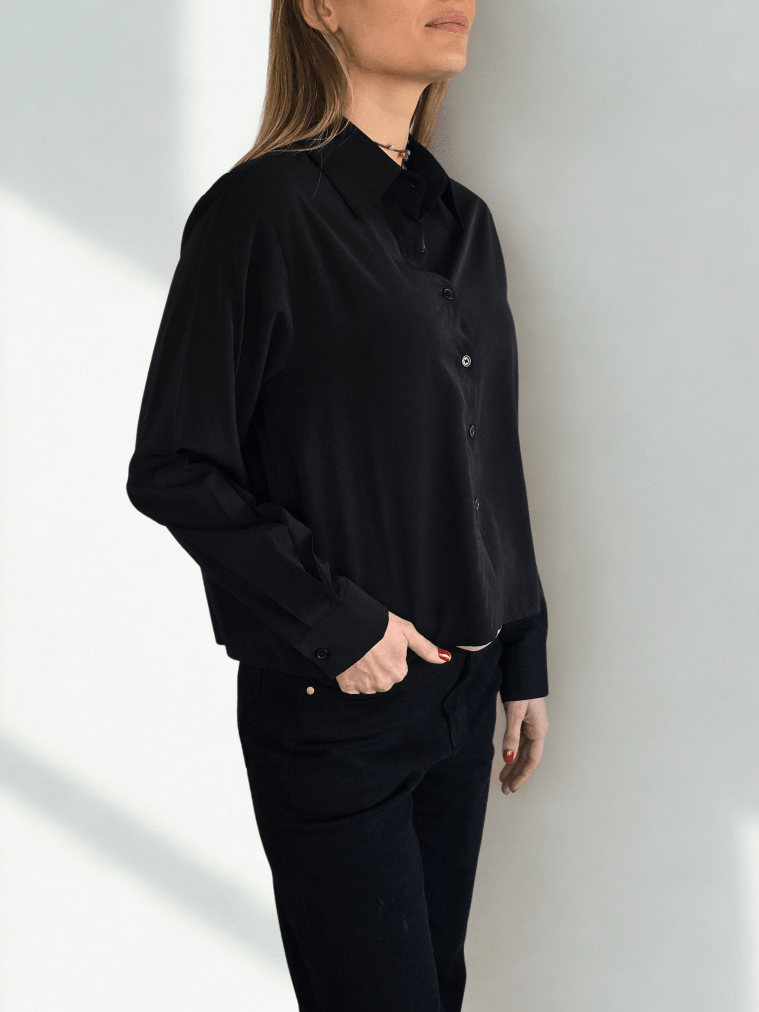 Blusa Básica Corta, color Negro