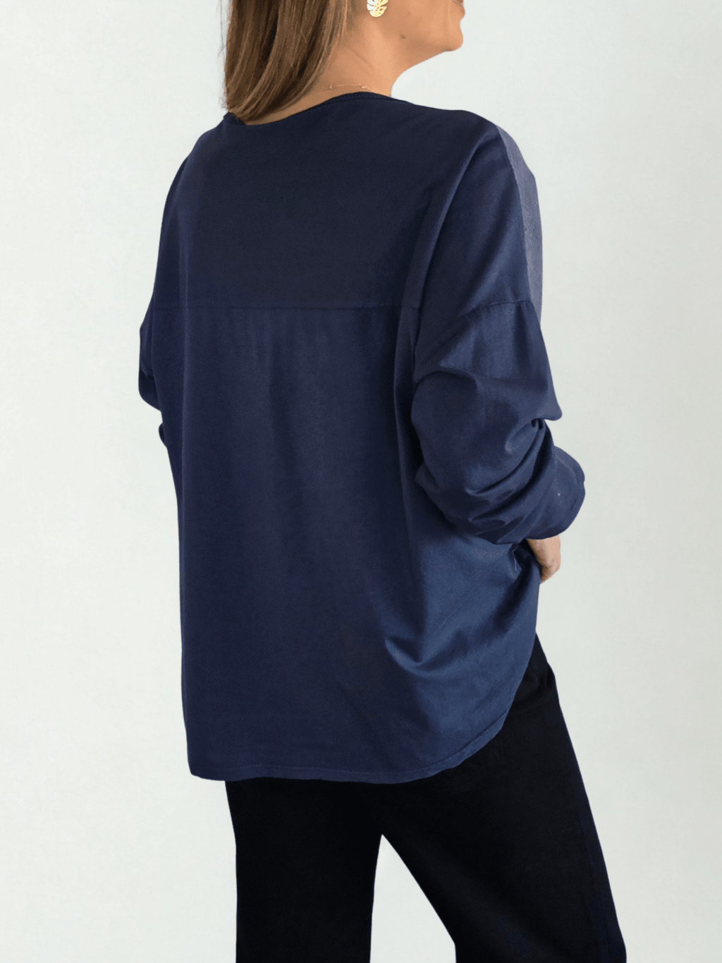 Blusa Italiana Bordada, color Azul