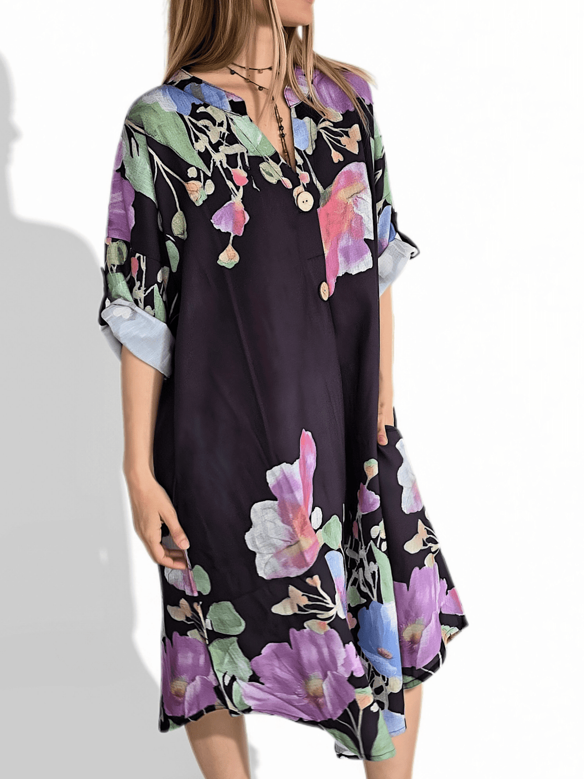 Vestido Estampado, fondo Negro
