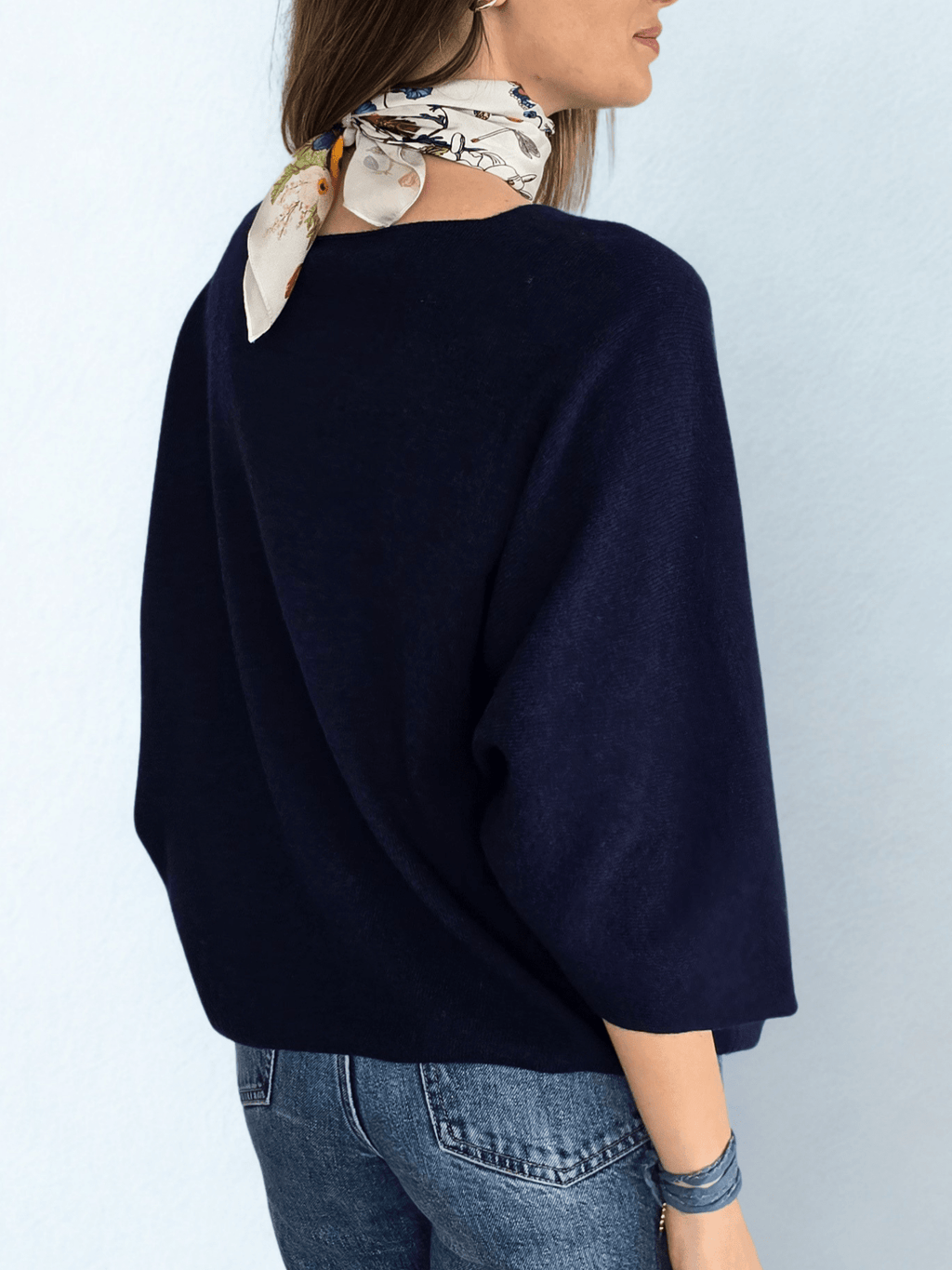 Sweater Italiano Manga 3/4, color Azul Marino