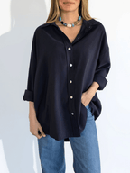 Blusa Tencel, color Azul Marino