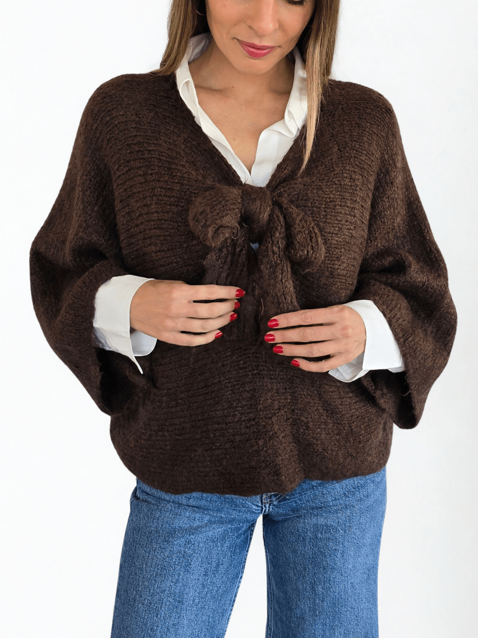 Sweater Italiano con Lazo, color Chocolate