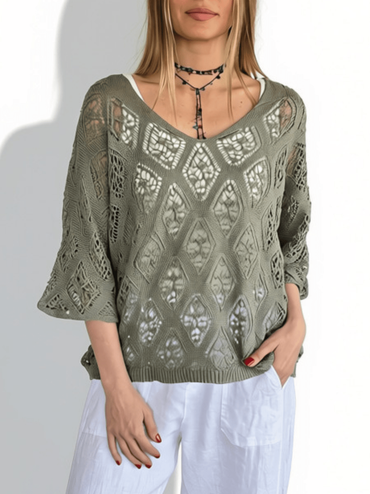 Sweater Italiano Rombos, color Verde