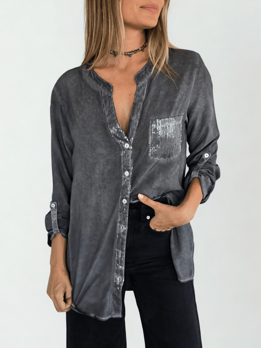 Blusa Teñida, color Gris