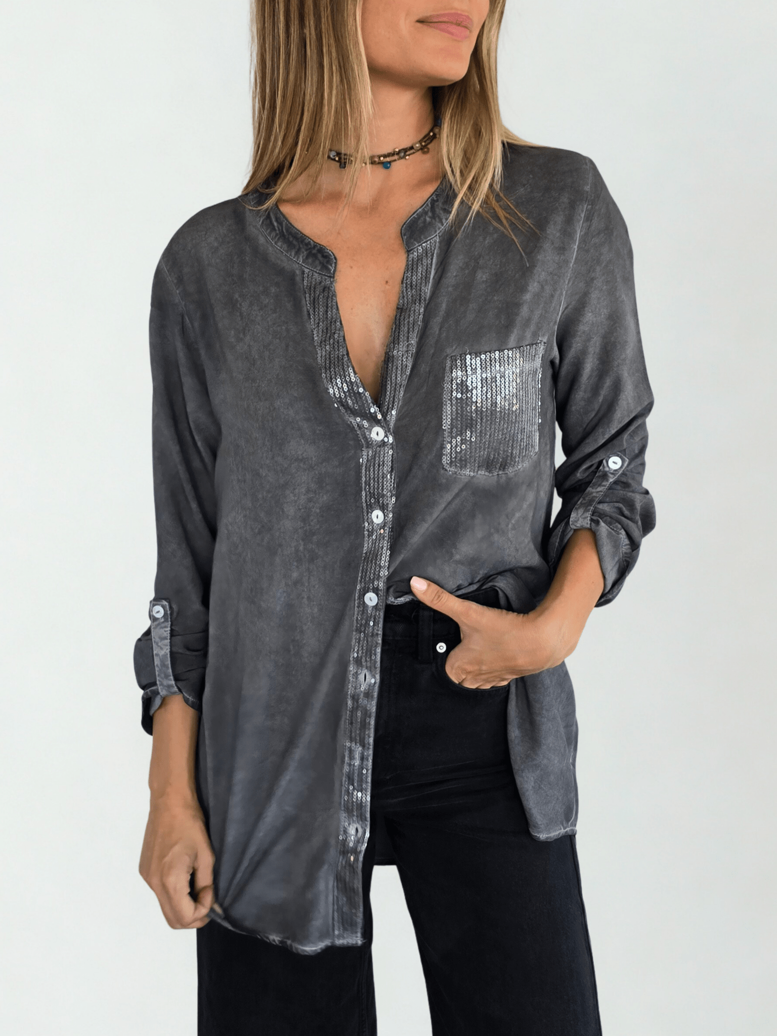 Blusa Teñida, color Gris