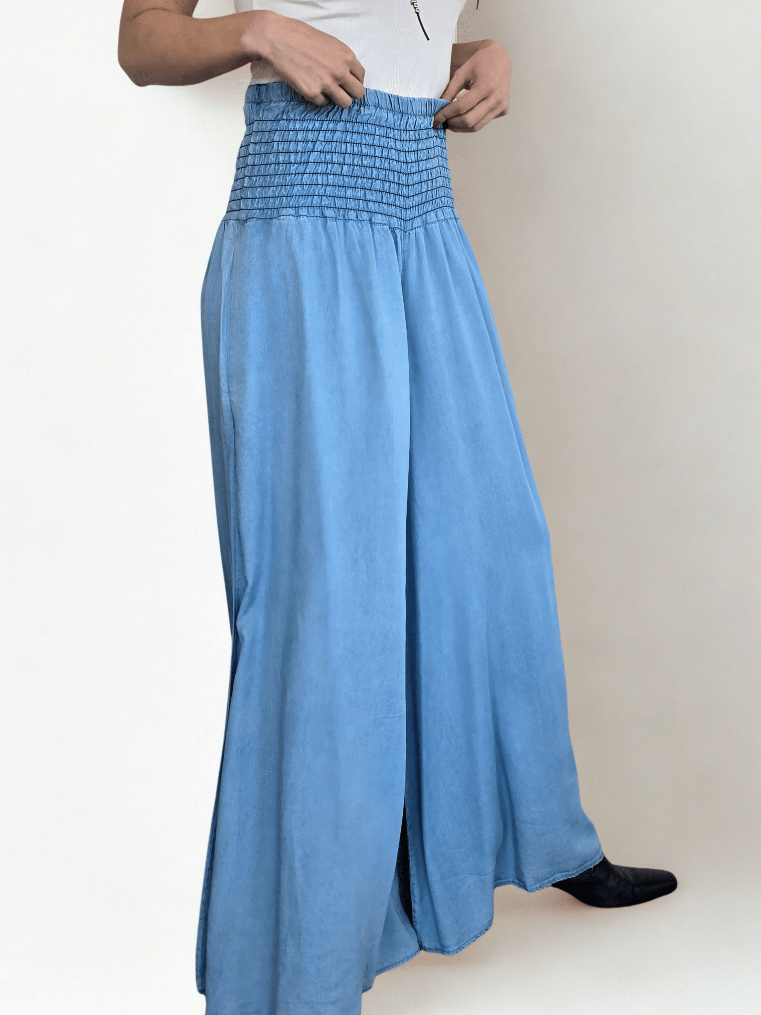 Pantalón Palazzo Italiano Tencel, color Celeste