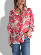 Blusa Estampada Flores, Tonos Rosados