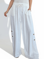 Pantalón con Botones a los Lados,color Blanco