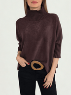 Sweater Italiano manga 3/4, color Chocolate