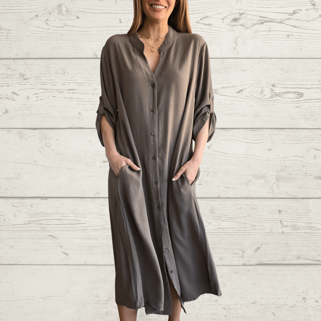 Vestido abotonado, color Chocolate