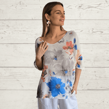 Cargar imagen en el visor de la galería, Sweater Italiano estampado flores, fondo blanco
