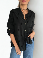 Blusa Italiana Bordado Circulos, color Negro