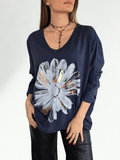 Polera Italiana Estampada, fondo Azul Marino