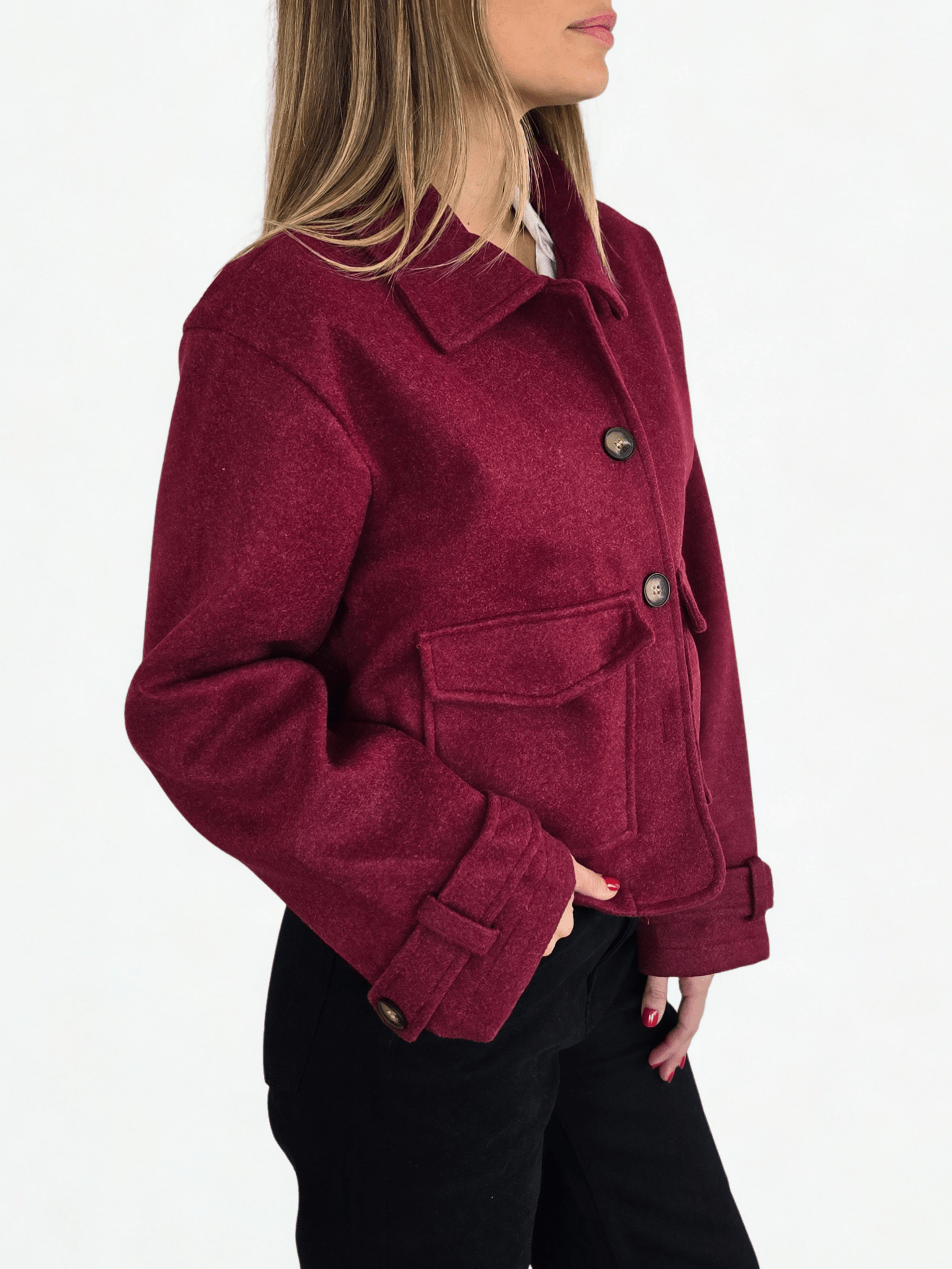 Chaqueta de Paño, color Burdeo