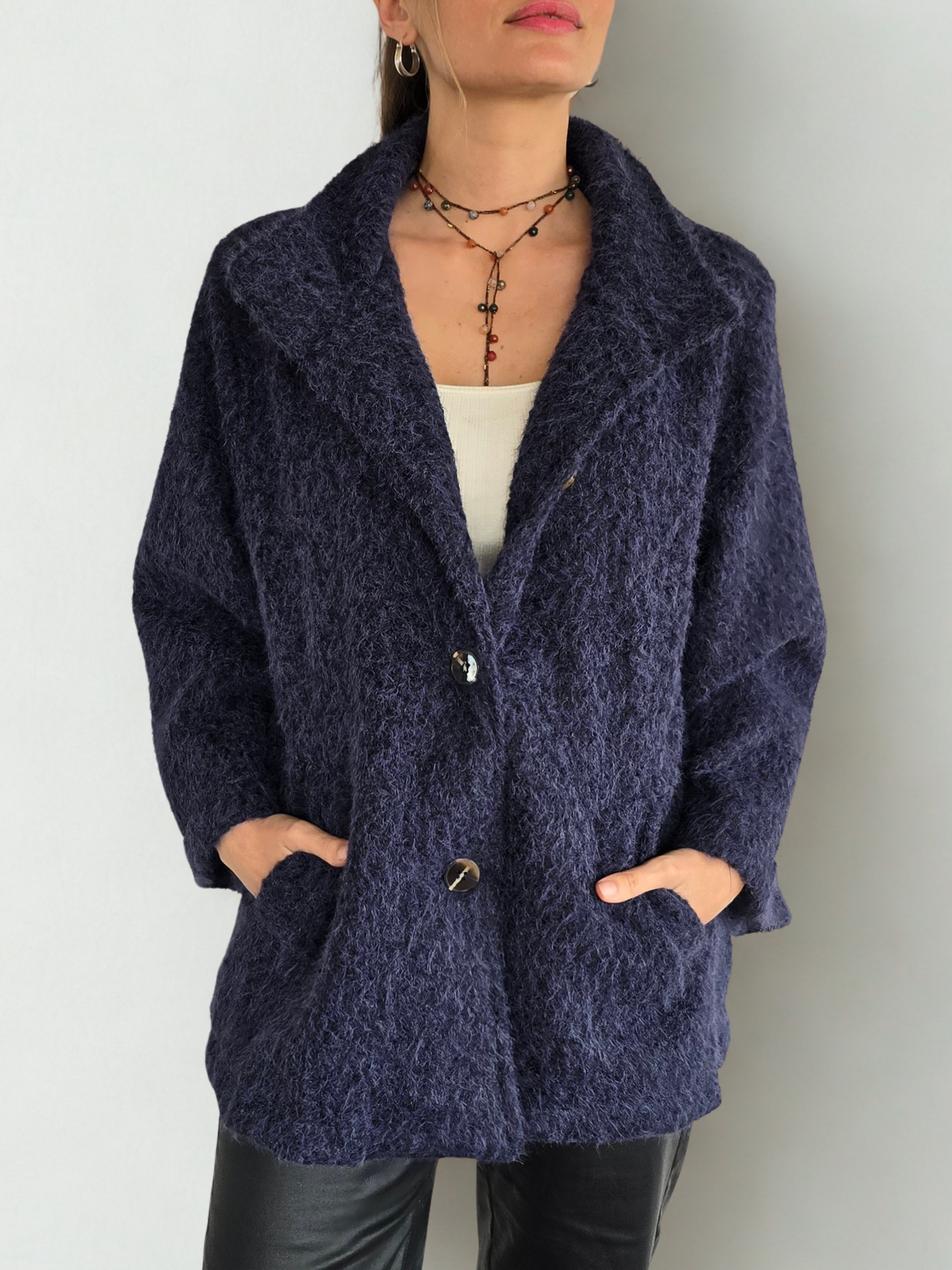 Chaqueta Bouclé, color Azul