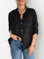 Blusa Italiana Bordado Circulos, color Negro