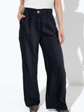 Pantalón 100% Lino Italiano, color Azul Marino