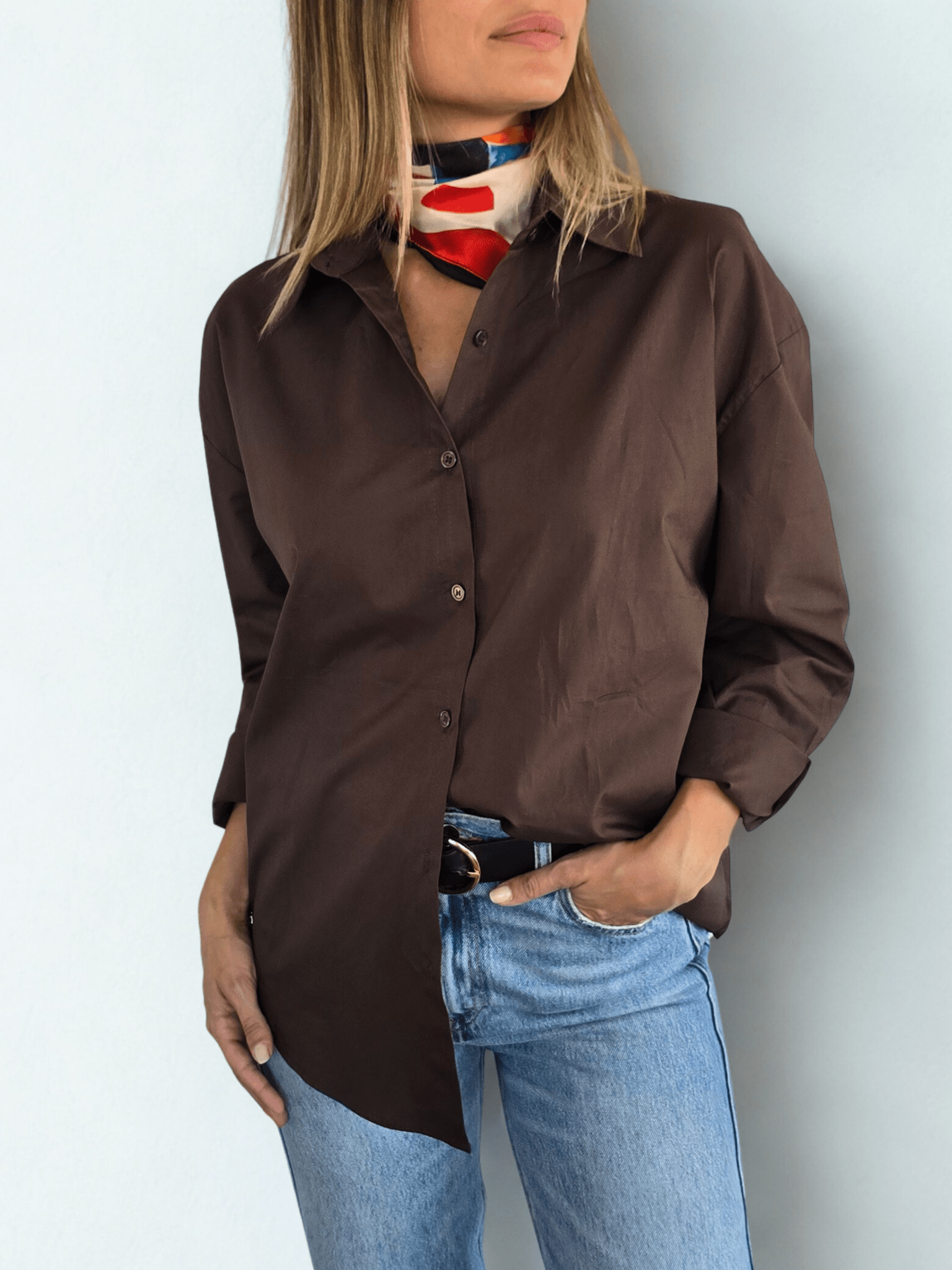 Blusa básica, color Café