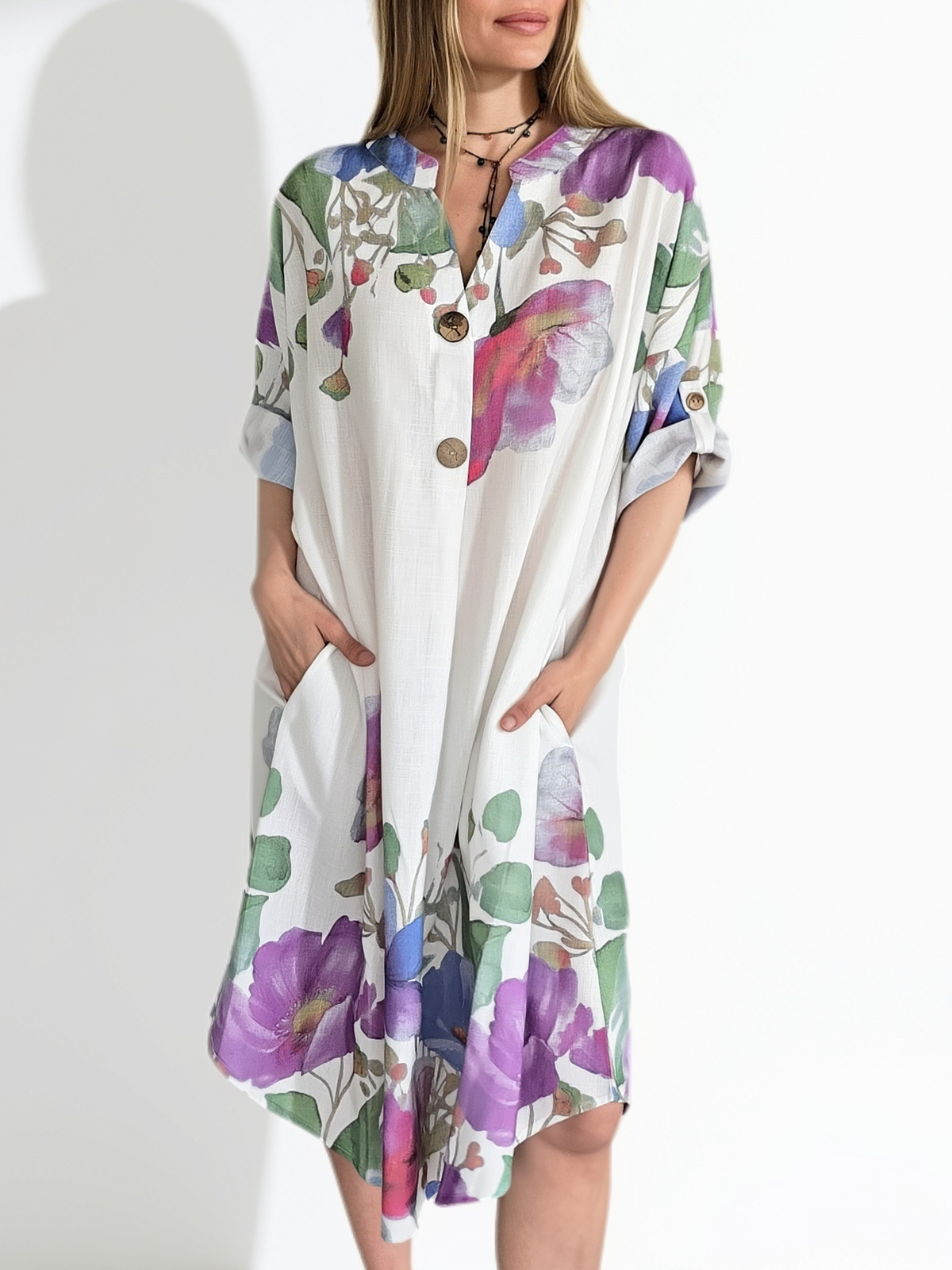 Vestido Estampado, fondo Blanco