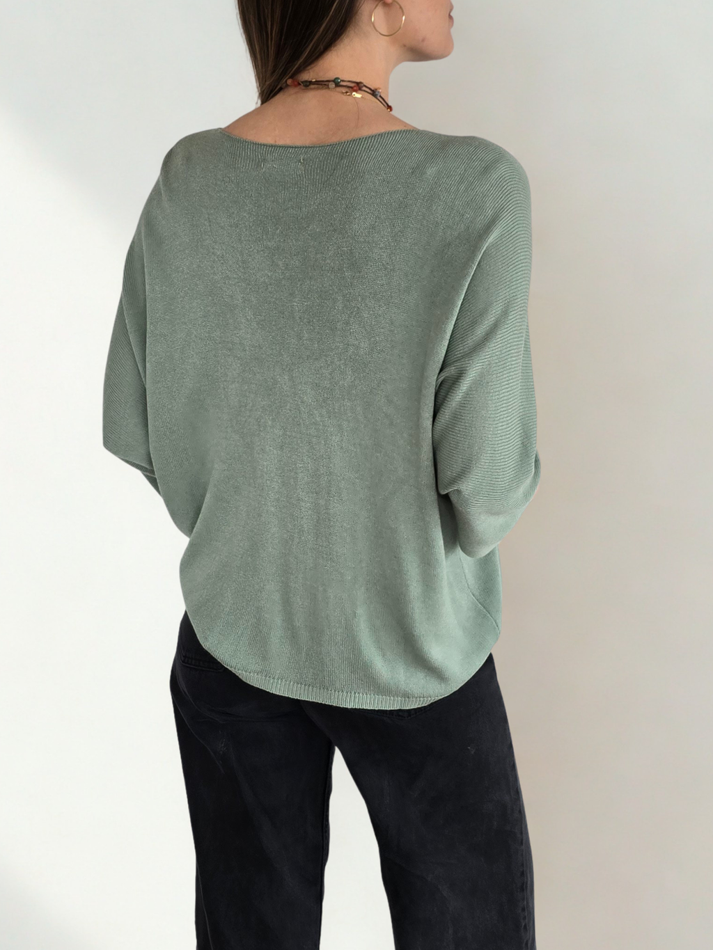 Sweater Italiano Escote en V, color Verde Menta