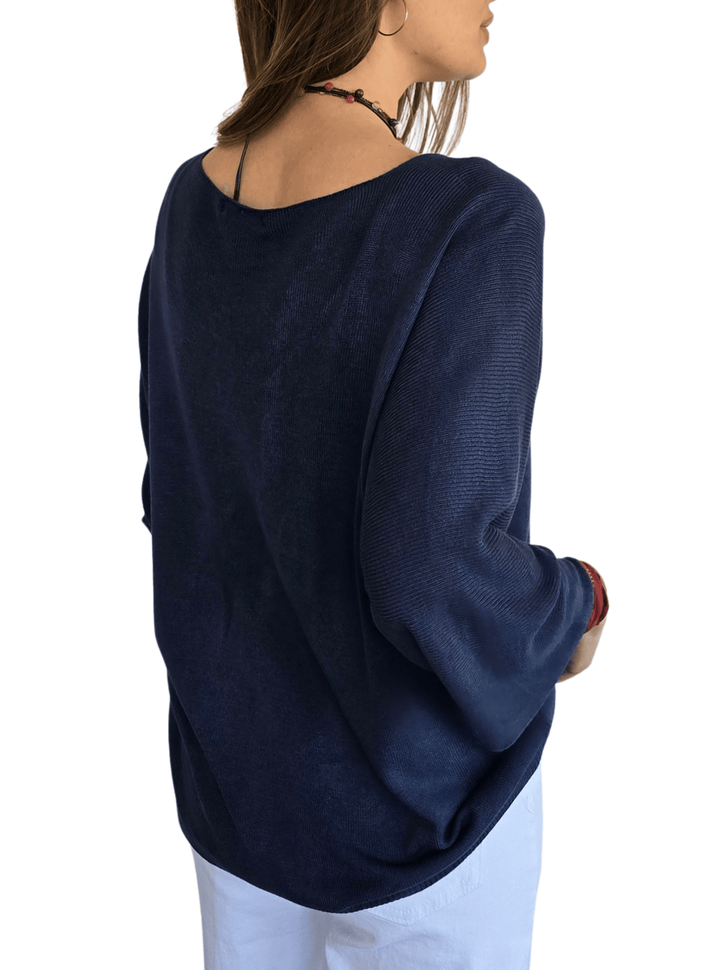 Sweater Italiano Manga 3/4, color Azul Marino