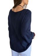 Sweater Italiano Manga 3/4, color Azul Marino