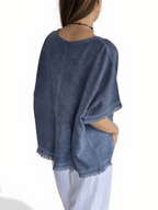 Blusa Italiana Desflecada, color Azul
