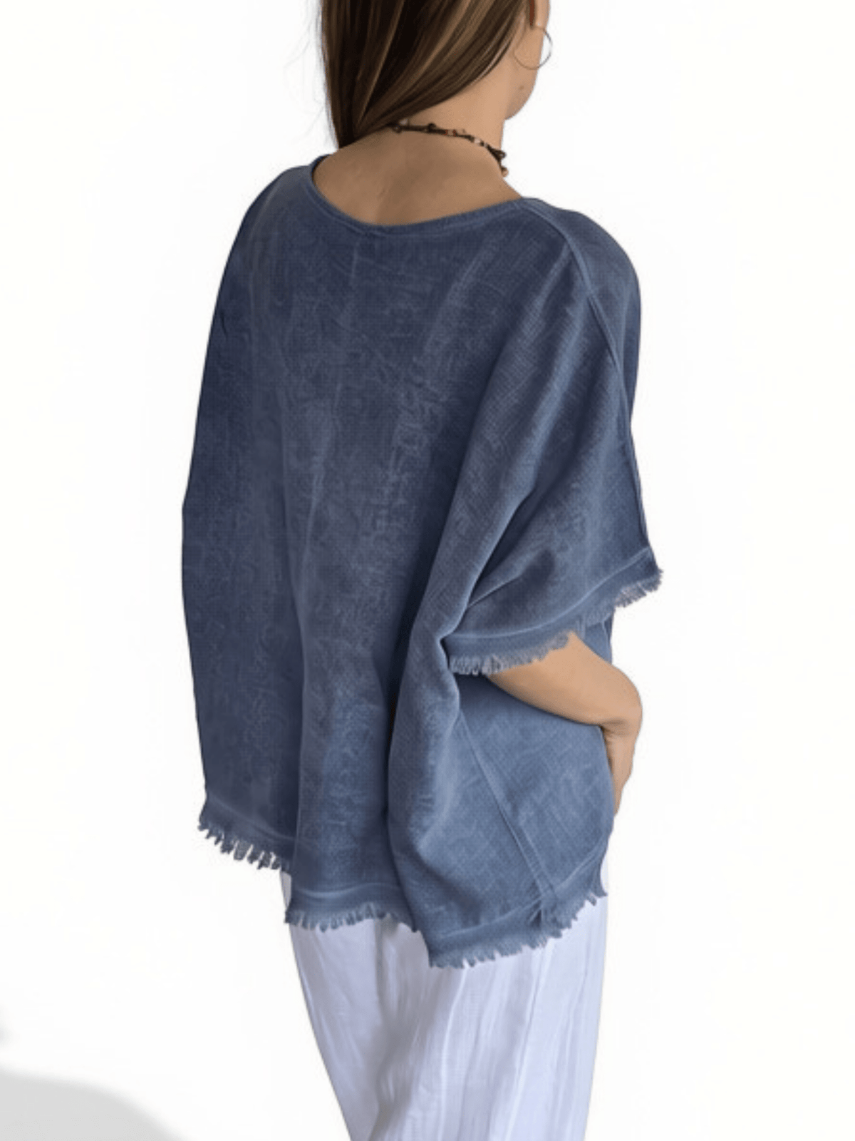 Blusa Italiana Desflecada, color Azul