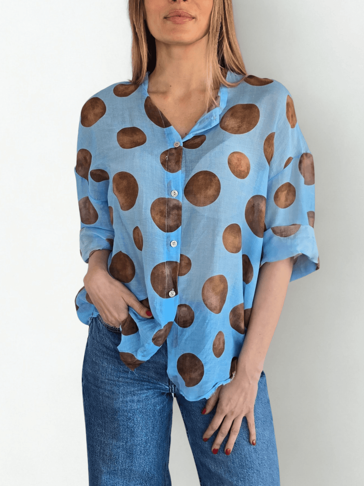 Blusa Italiana Lunares, fondo Jacinto