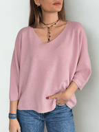 Sweater Italiano Manga 3/4, color Rosado