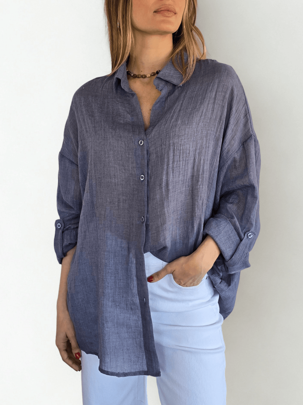 Blusa de Algodón, color Azul