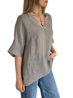 Blusa Italiana Escote Bordado, color Taupe