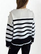 Sweater Rayado, color Negro con Blanco