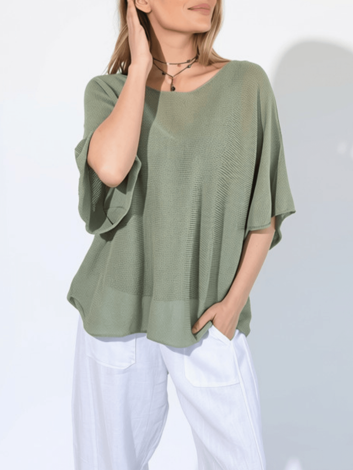 Sweater Italiano Manga 3/4, color Verde