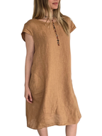 Vestido Italiano 100% Lino, color Camel