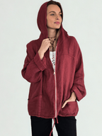 Chaqueta Italiana 100% Lino, color Guinda