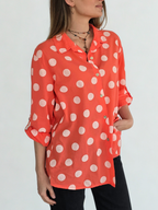 Blusa Italiana Lunares, color Coral