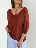 Sweater Italiano Manga 3/4, color Terracota