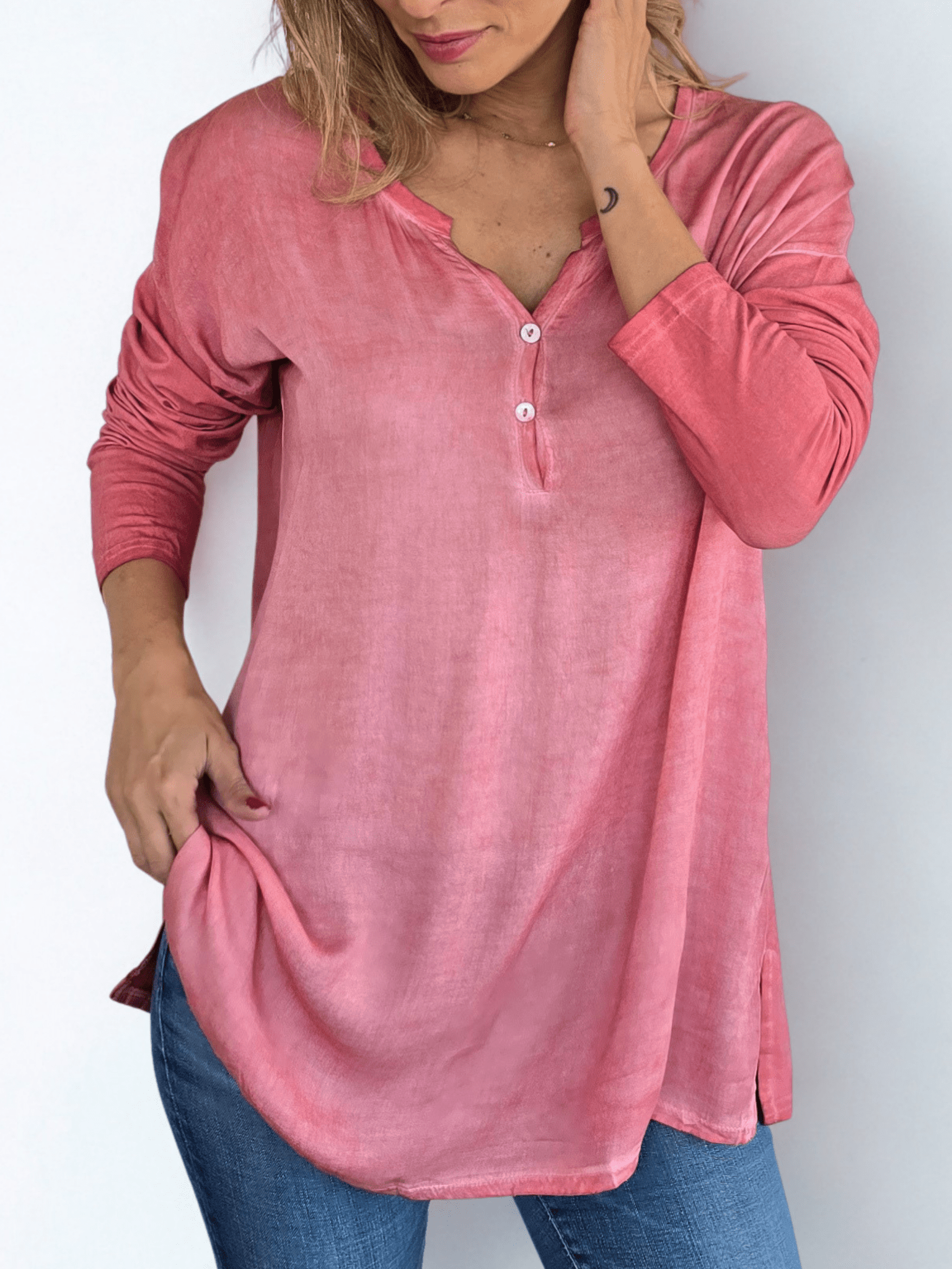 Blusa Tres Botoncitos, color Rosado