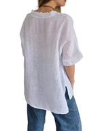 Blusa Italiana Escote Bordado, color Blanco