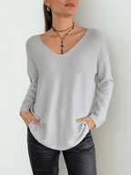 Sweater Italiano Escote en V, color Gris
