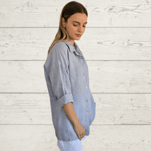 Cargar imagen en el visor de la galería, Blusa Italiana Venecia 100% Lino, color Gris
