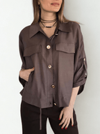 Chaqueta Botones Dorados, color Chocolate