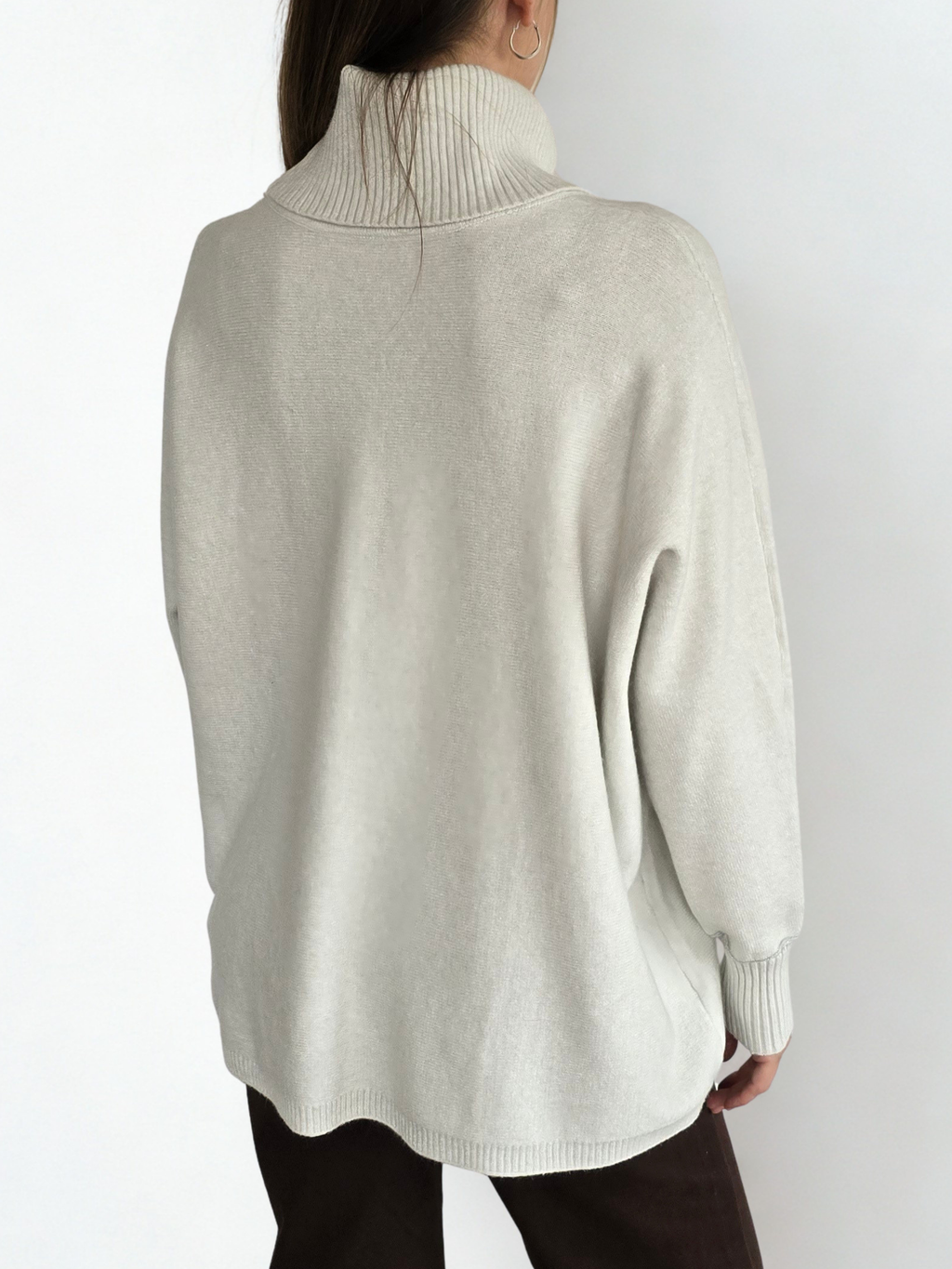Sweater cuello subido Ribete, color Blanco Invierno