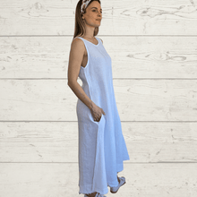 Cargar imagen en el visor de la galería, Vestido de Lino italiano basta desflecada, color Blanco
