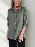 Blusa de Lino Italiano Ancha, color Verde